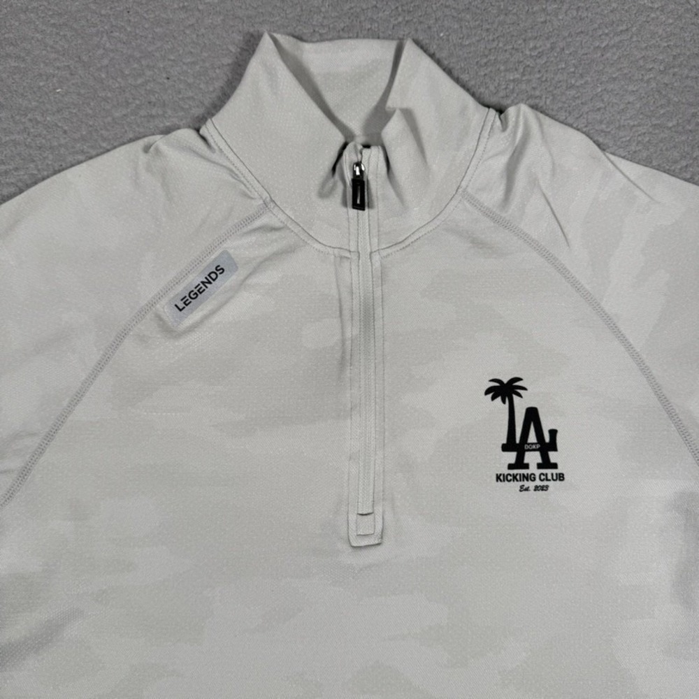 Legends‎ Shirt Mens Medium Gray 1/4 Zip Pullover Performance Stretch LA Preppy